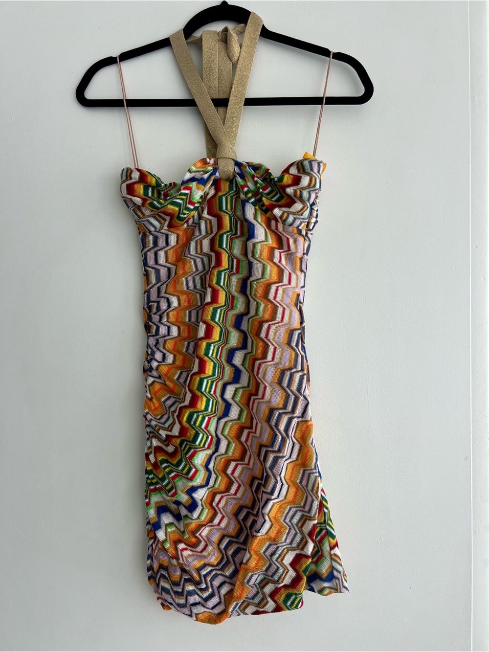 Alexis Multicolor Zigzag Halter Mini Dress